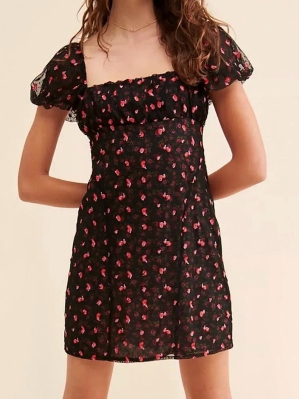 Free People Sugar and Spice Floral Mesh Mini Dress XS